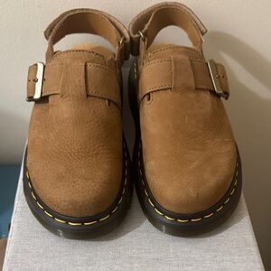 Dr. Martens Brown Mules with Buckle